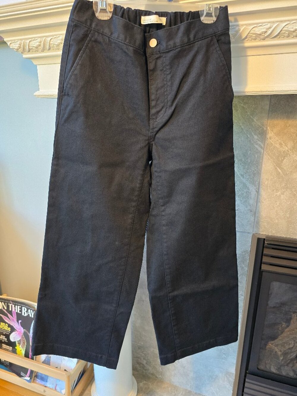 OAK + FORT Black Cropped Twill Wide Leg Pants Size S / Petite